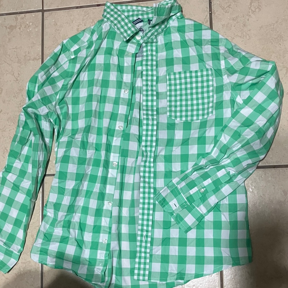 Green Checkered Kids Shirt